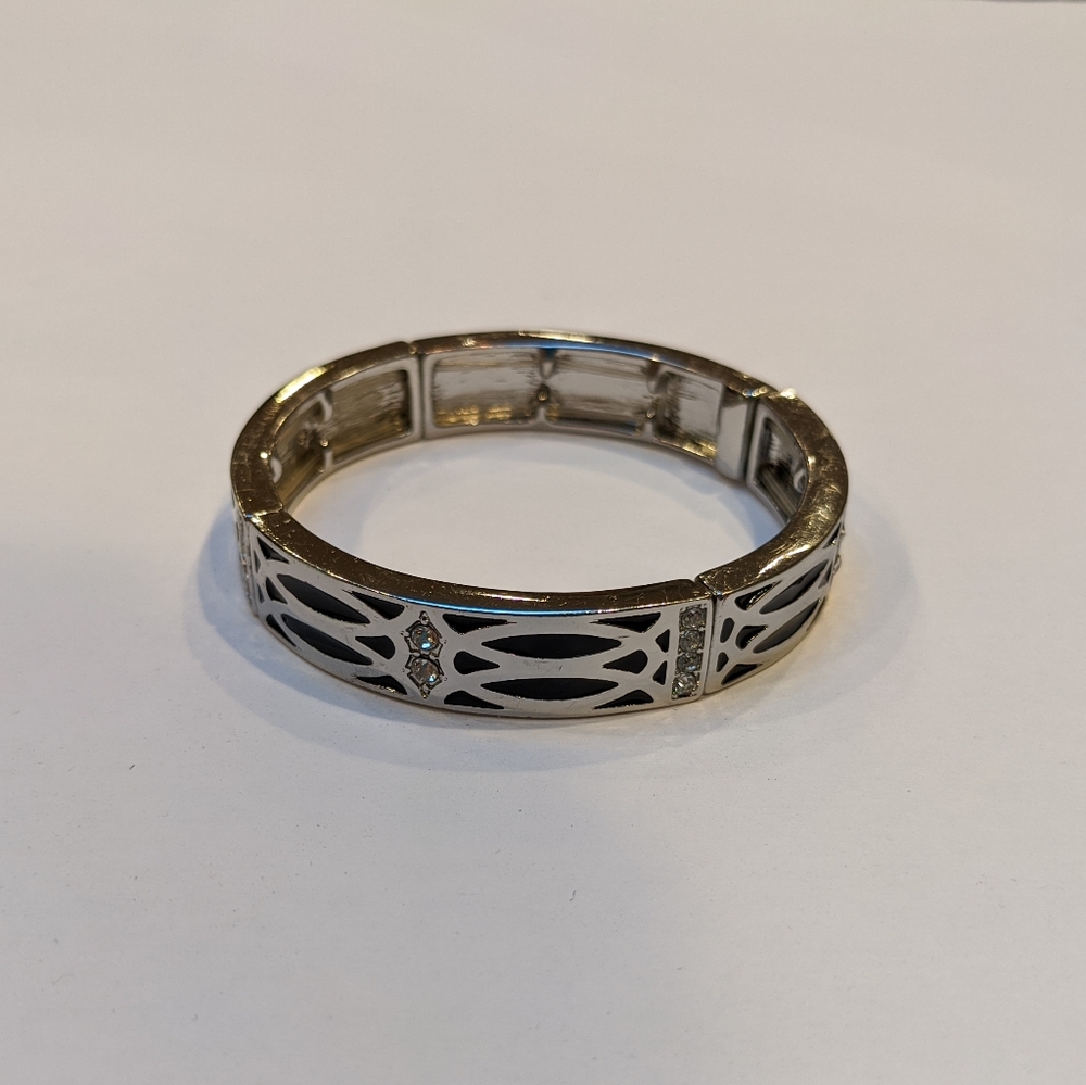 WHBM Black & Silver Jeweled Elastic Bracelet